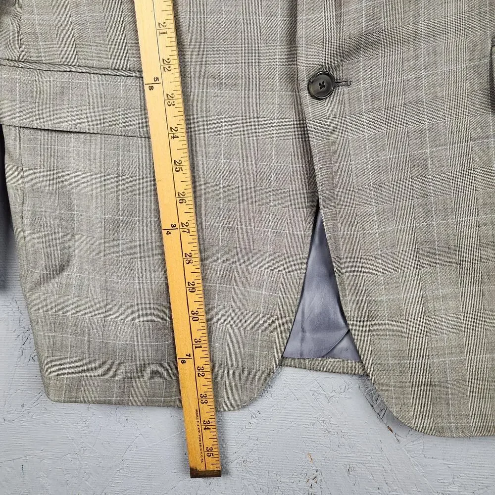 Lauren Ralph Lauren Blazer Mens 42L Gray Glen Plaid Slim Fit Wool Sport Coat
